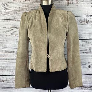 VINTAGE 80's FOXMOOR Tan Suede Cropped Blazer XS/S
